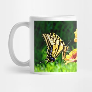 Yellow Butterfly on a flower Mug